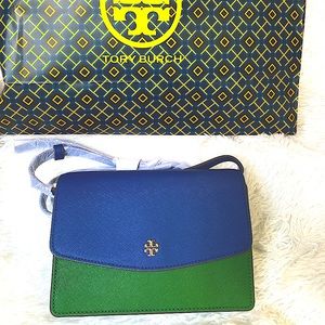 Tory Burch Color Block Crossbody Bag Navy/green